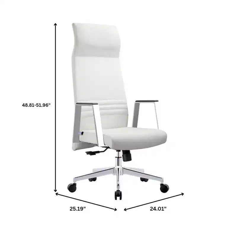 Fauteuil de bureau ergonomique en cuir à dossier haut – Pivotant et inclinable, Fauteuil de direction réglable