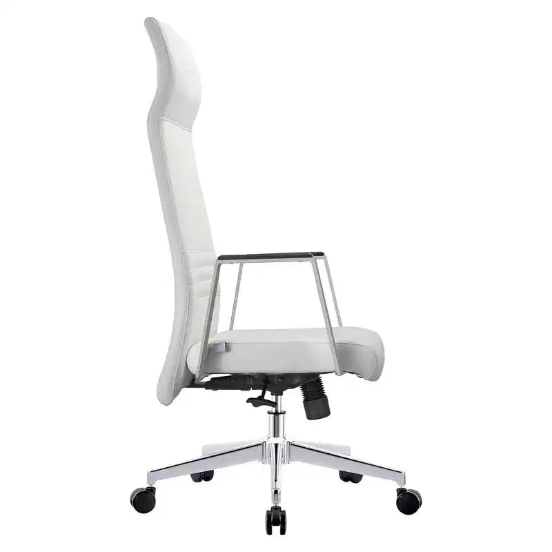 Fauteuil de bureau ergonomique en cuir à dossier haut – Pivotant et inclinable, Fauteuil de direction réglable
