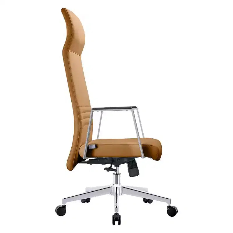 Fauteuil de bureau ergonomique en cuir à dossier haut – Pivotant et inclinable, Fauteuil de direction réglable
