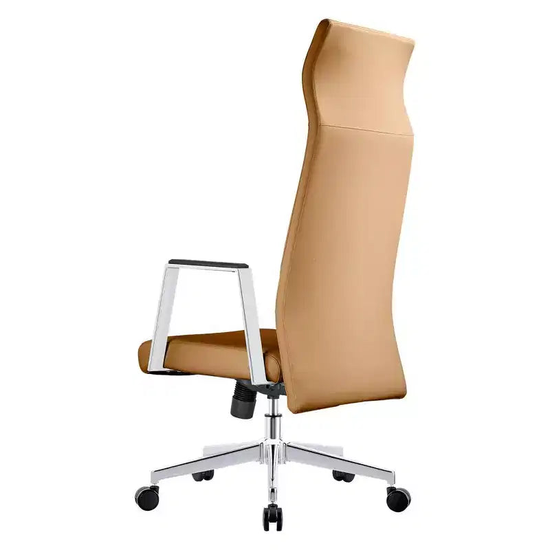 Fauteuil de bureau ergonomique en cuir à dossier haut – Pivotant et inclinable, Fauteuil de direction réglable