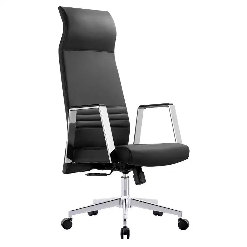 Fauteuil de bureau ergonomique en cuir à dossier haut – Pivotant et inclinable, Fauteuil de direction réglable