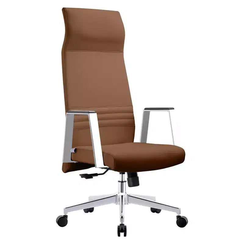Fauteuil de bureau ergonomique en cuir à dossier haut – Pivotant et inclinable, Fauteuil de direction réglable