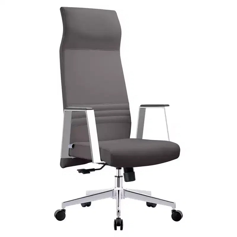 Fauteuil de bureau ergonomique en cuir à dossier haut – Pivotant et inclinable, Fauteuil de direction réglable
