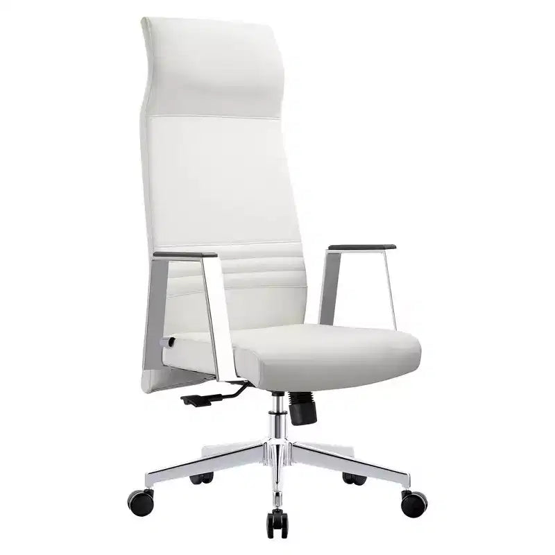 Fauteuil de bureau ergonomique en cuir à dossier haut – Pivotant et inclinable, Fauteuil de direction réglable