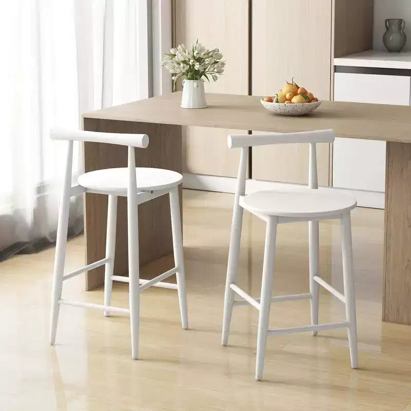 Lot de 2/4 tabourets de bar hauteur comptoir avec structure en bois d'acacia – Blanc