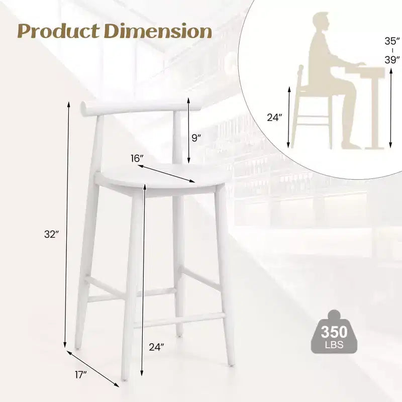 Lot de 2/4 tabourets de bar hauteur comptoir avec structure en bois d'acacia – Blanc