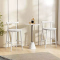 Lot de 2/4 tabourets de bar hauteur comptoir avec structure en bois d'acacia – Blanc