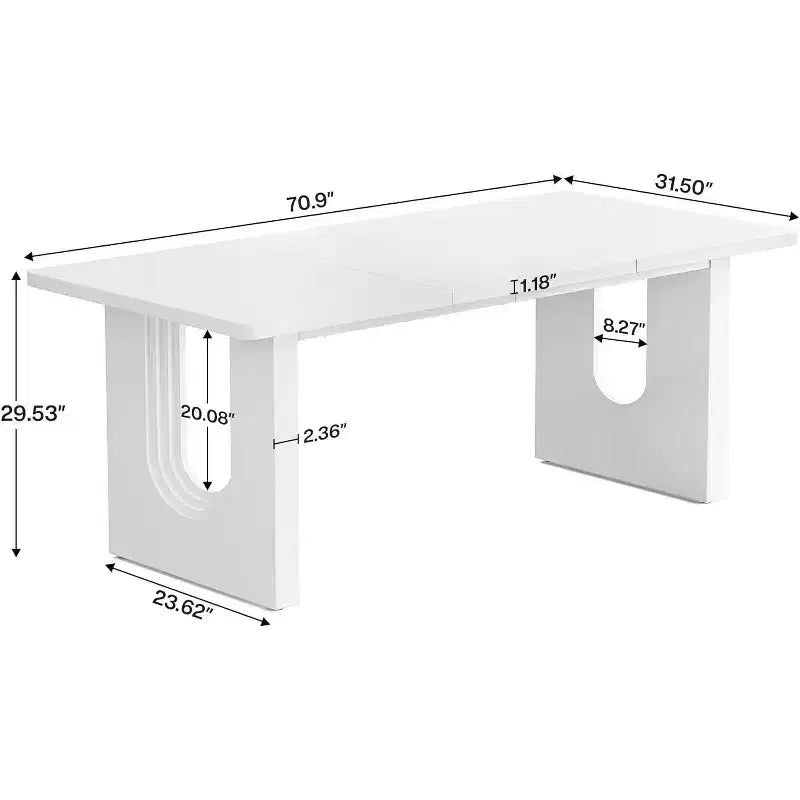 Grand bureau de direction moderne de 180 cm – Bureau à domicile en MDF blanc