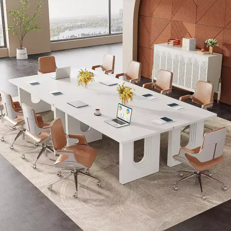 Grand bureau de direction moderne de 180 cm – Bureau à domicile en MDF blanc