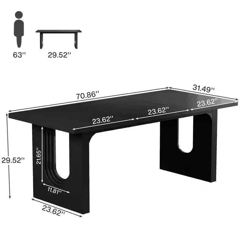 Grand bureau de direction moderne de 180 cm – Bureau à domicile en MDF blanc