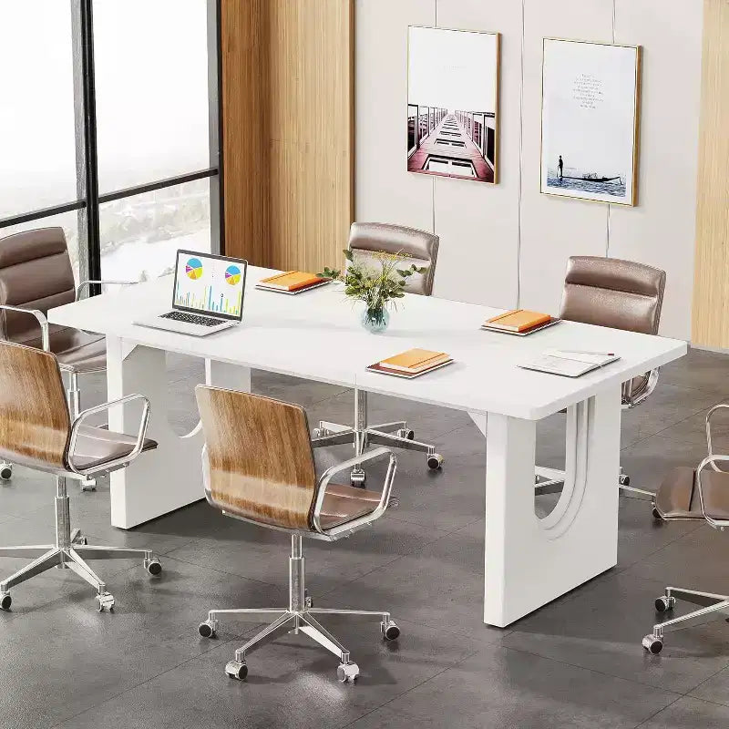 Grand bureau de direction moderne de 180 cm – Bureau à domicile en MDF blanc