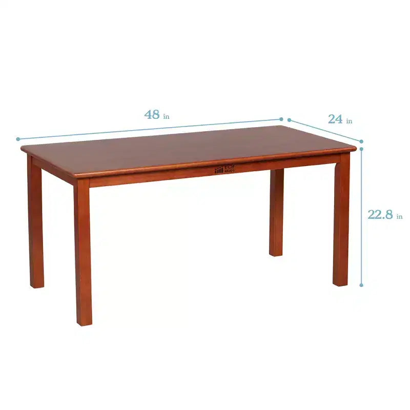 Table d'activités rectangulaire en bois dur pour enfants, 24" x 48", avec pieds de 22"