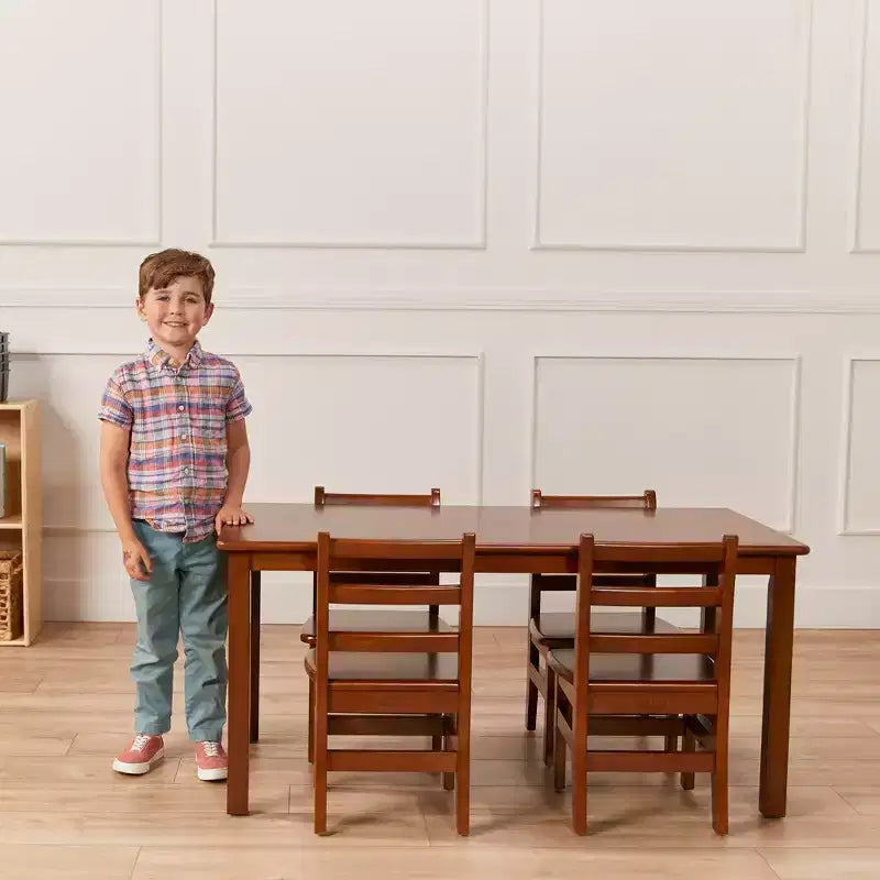 Table d'activités rectangulaire en bois dur pour enfants, 24" x 48", avec pieds de 22"