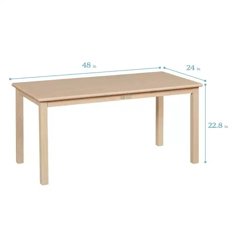 Table d'activités rectangulaire en bois dur pour enfants, 24" x 48", avec pieds de 22"