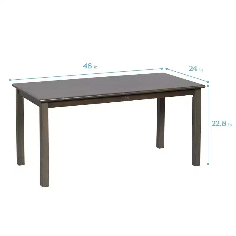 Table d'activités rectangulaire en bois dur pour enfants, 24" x 48", avec pieds de 22"