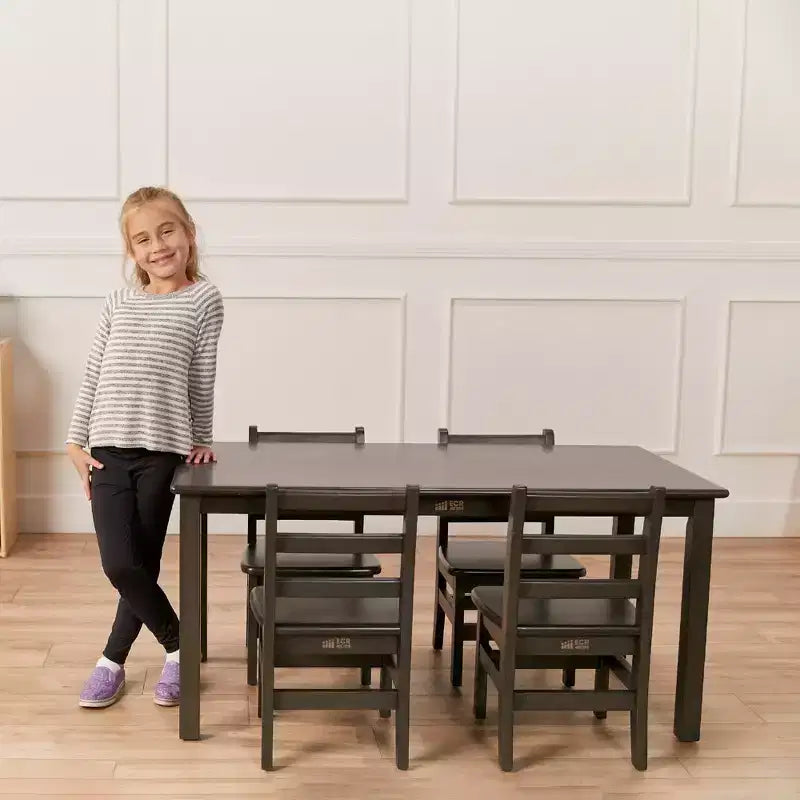 Table d'activités rectangulaire en bois dur pour enfants, 24" x 48", avec pieds de 22"