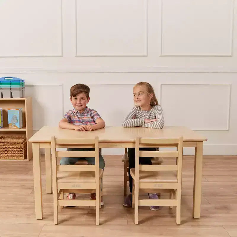 Table d'activités rectangulaire en bois dur pour enfants, 24" x 48", avec pieds de 22"