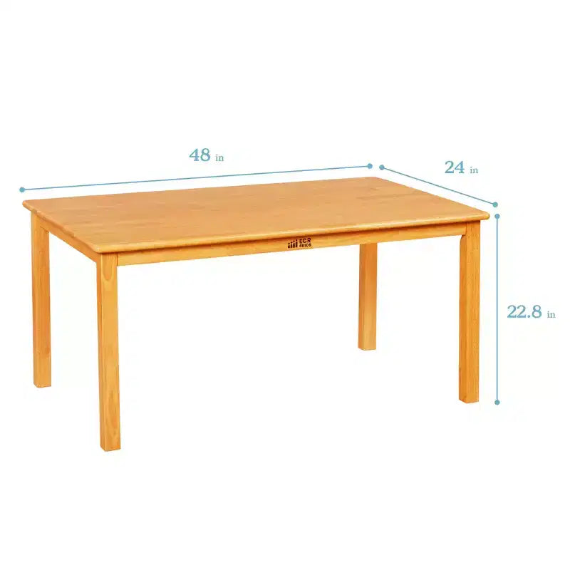 Table d'activités rectangulaire en bois dur pour enfants, 24" x 48", avec pieds de 22"