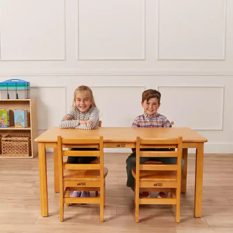 Table d'activités rectangulaire en bois dur pour enfants, 24" x 48", avec pieds de 22"