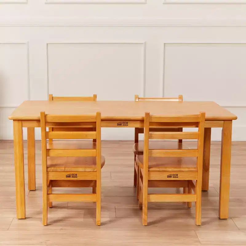 Table d'activités rectangulaire en bois dur pour enfants, 24" x 48", avec pieds de 22"