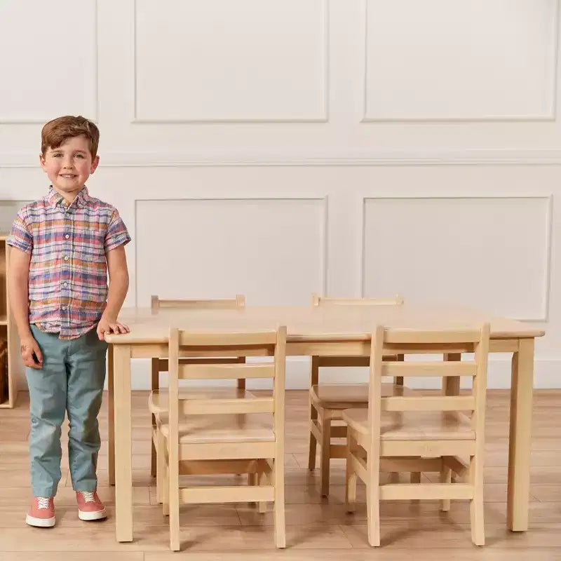 Table d'activités rectangulaire en bois dur pour enfants, 24" x 48", avec pieds de 22"