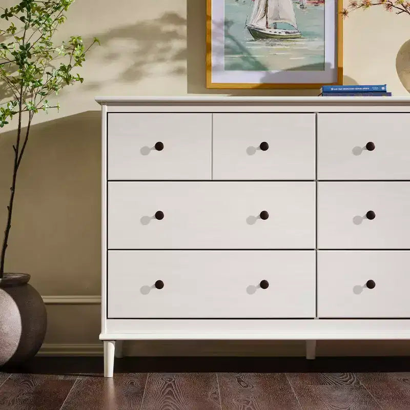 Commode horizontale à 6 tiroirs style Mid-century moderne