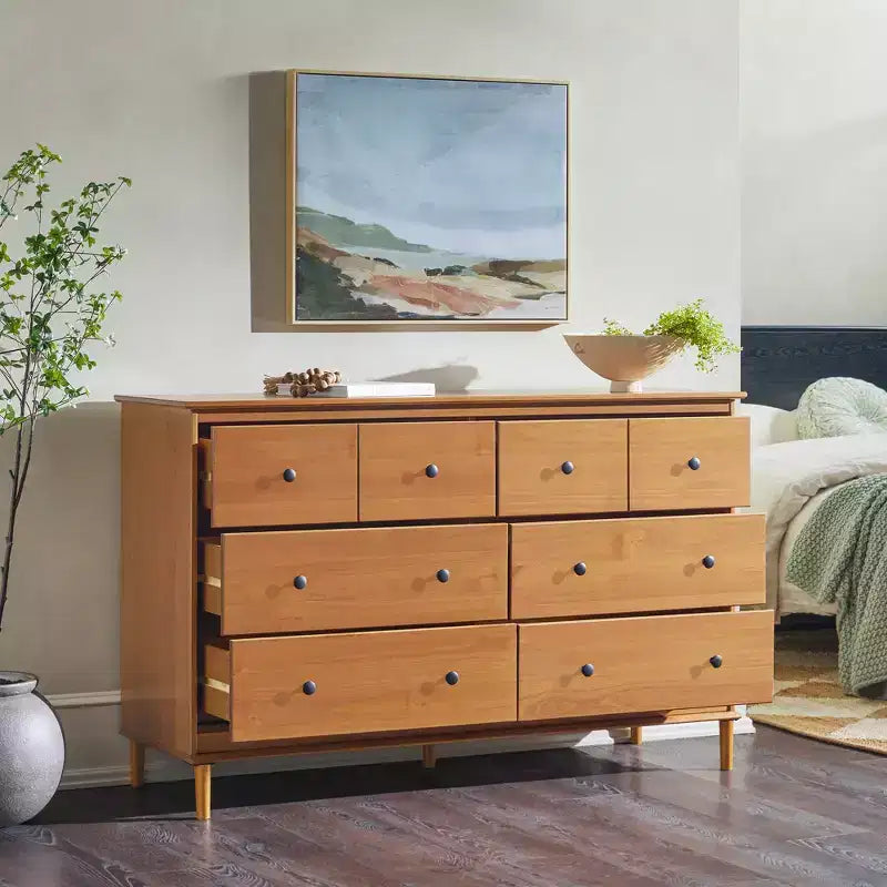 Commode horizontale à 6 tiroirs style Mid-century moderne