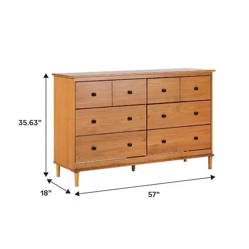 Commode horizontale à 6 tiroirs style Mid-century moderne