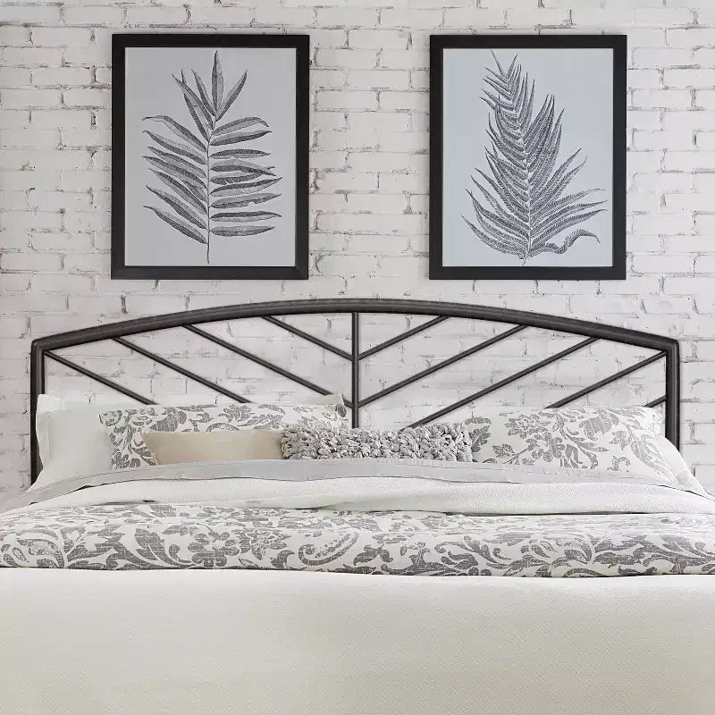 Tête de lit en métal avec motif à chevrons – Bronze gris