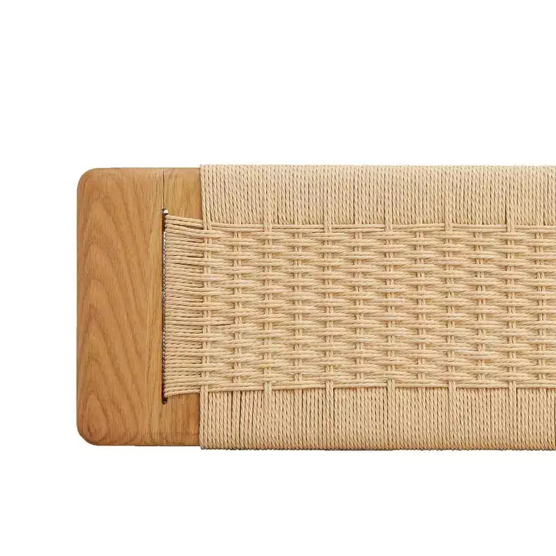 Banc de salle à manger en bois de chêne massif avec design rustique tressé à la main