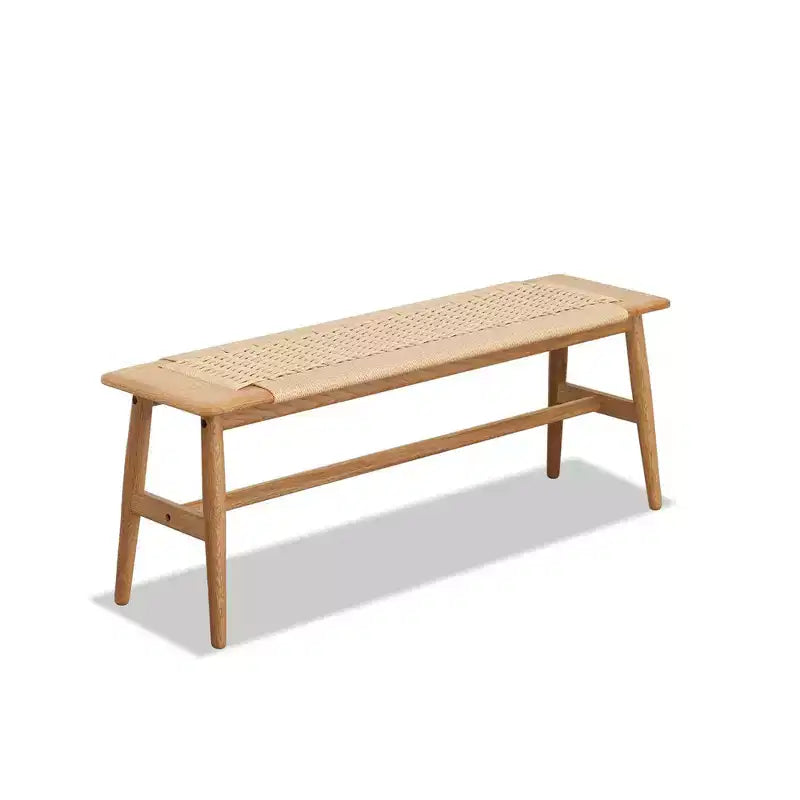 Banc de salle à manger en bois de chêne massif avec design rustique tressé à la main