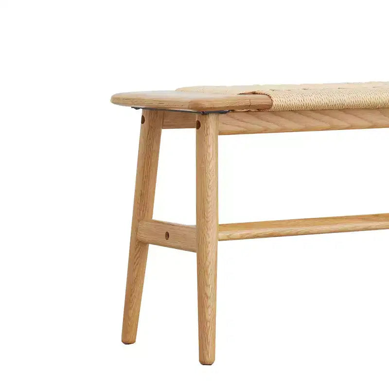 Banc de salle à manger en bois de chêne massif avec design rustique tressé à la main
