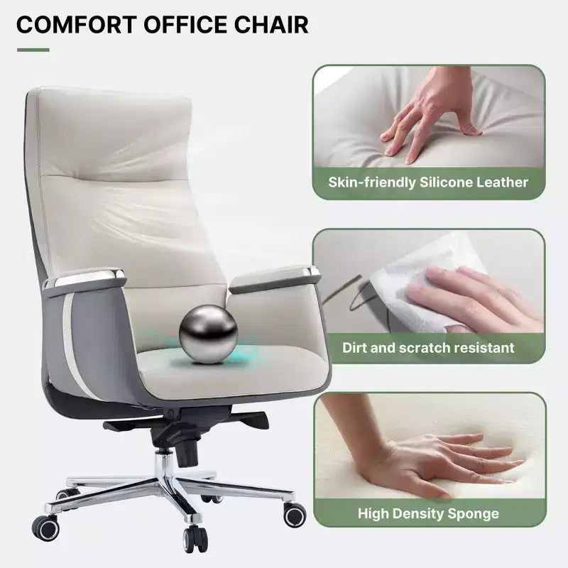 Fauteuil de bureau de direction à dossier haut avec support lombaire – Cuir siliconé