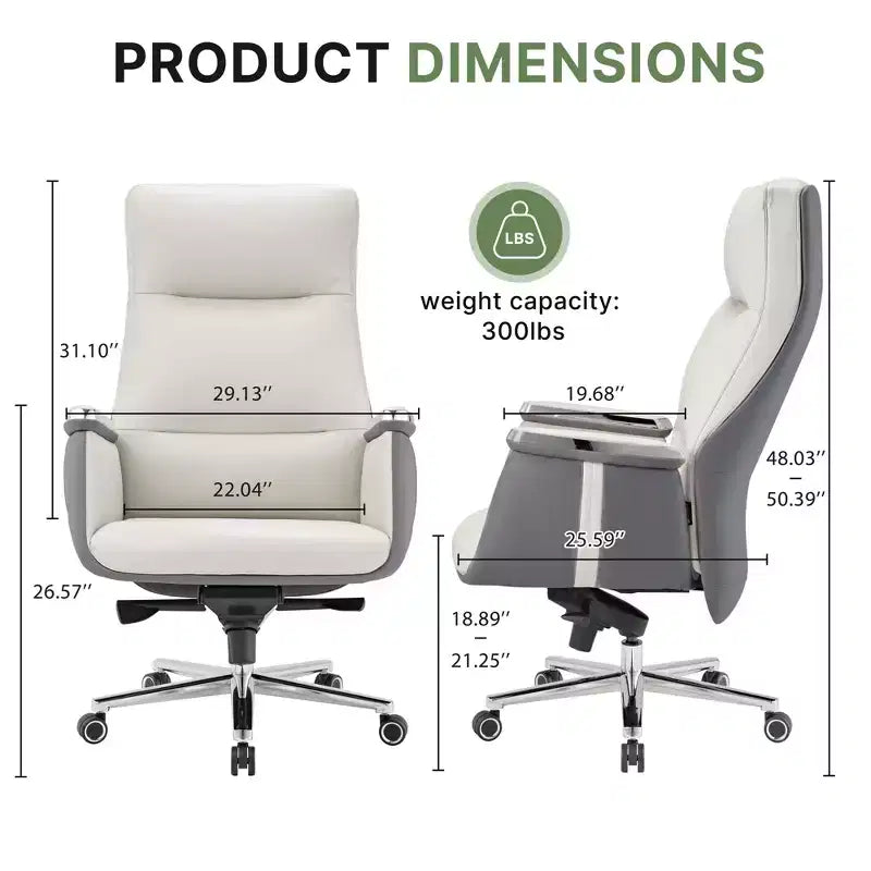 Fauteuil de bureau de direction à dossier haut avec support lombaire – Cuir siliconé