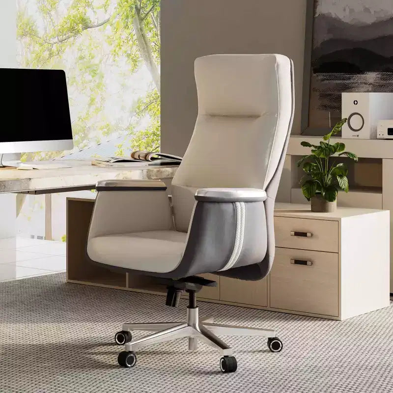Fauteuil de bureau de direction à dossier haut avec support lombaire – Cuir siliconé