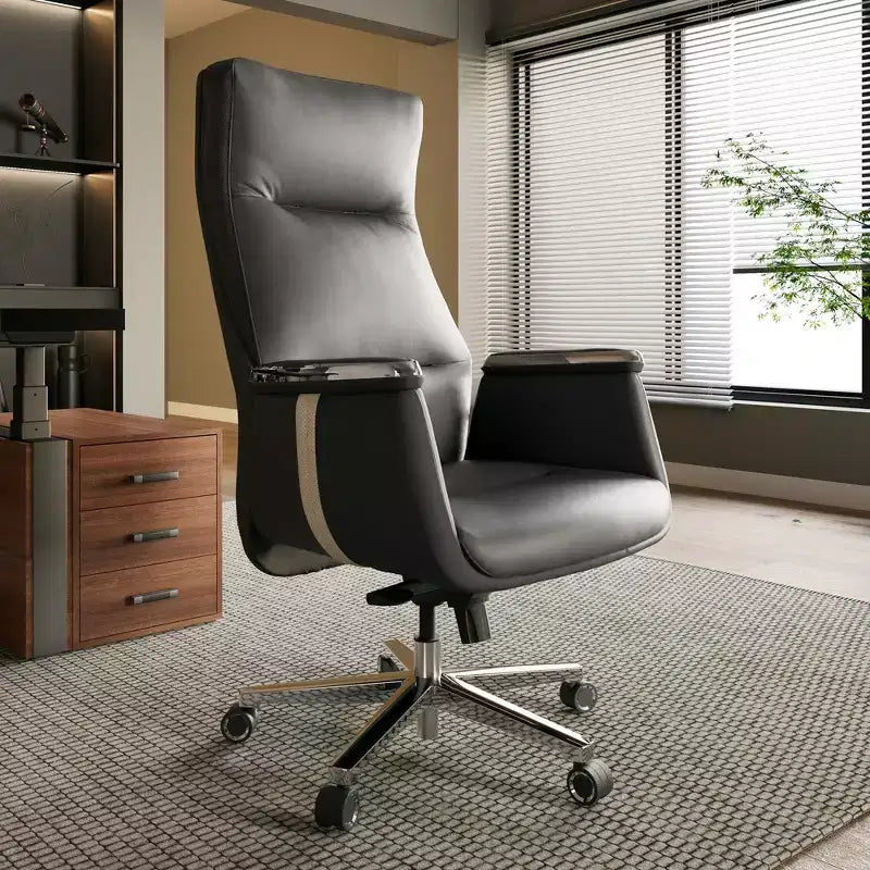 Fauteuil de bureau de direction à dossier haut avec support lombaire – Cuir siliconé