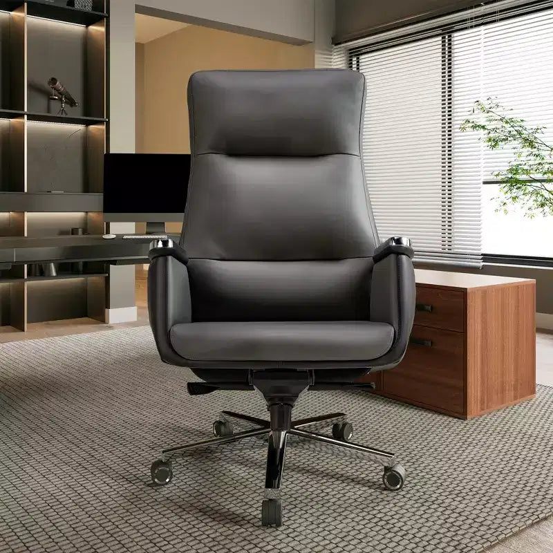 Fauteuil de bureau de direction à dossier haut avec support lombaire – Cuir siliconé