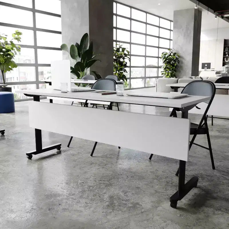 Table de formation emboîtable ultra-robuste de qualité commerciale avec pieds en T et panneau d'intimité