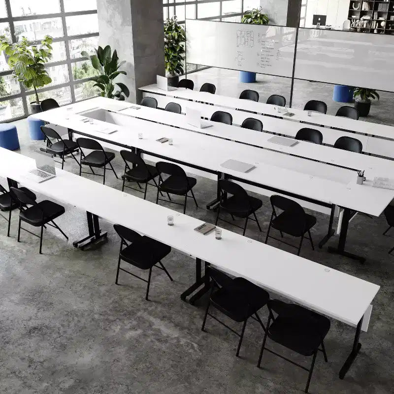 Table de formation emboîtable ultra-robuste de qualité commerciale avec pieds en T et panneau d'intimité