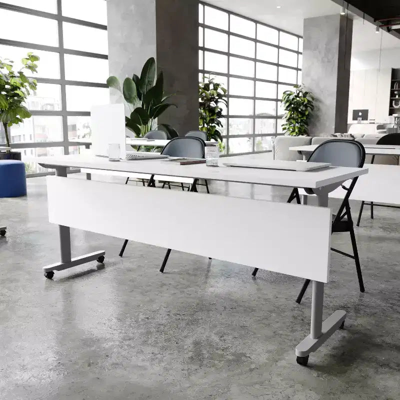 Table de formation emboîtable ultra-robuste de qualité commerciale avec pieds en T et panneau d'intimité