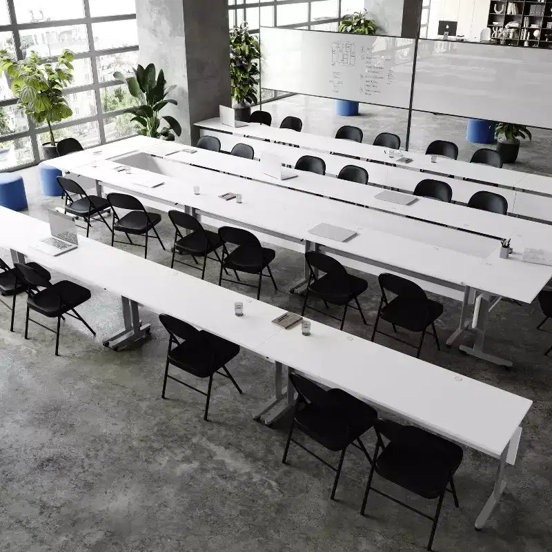 Table de formation emboîtable ultra-robuste de qualité commerciale avec pieds en T et panneau d'intimité