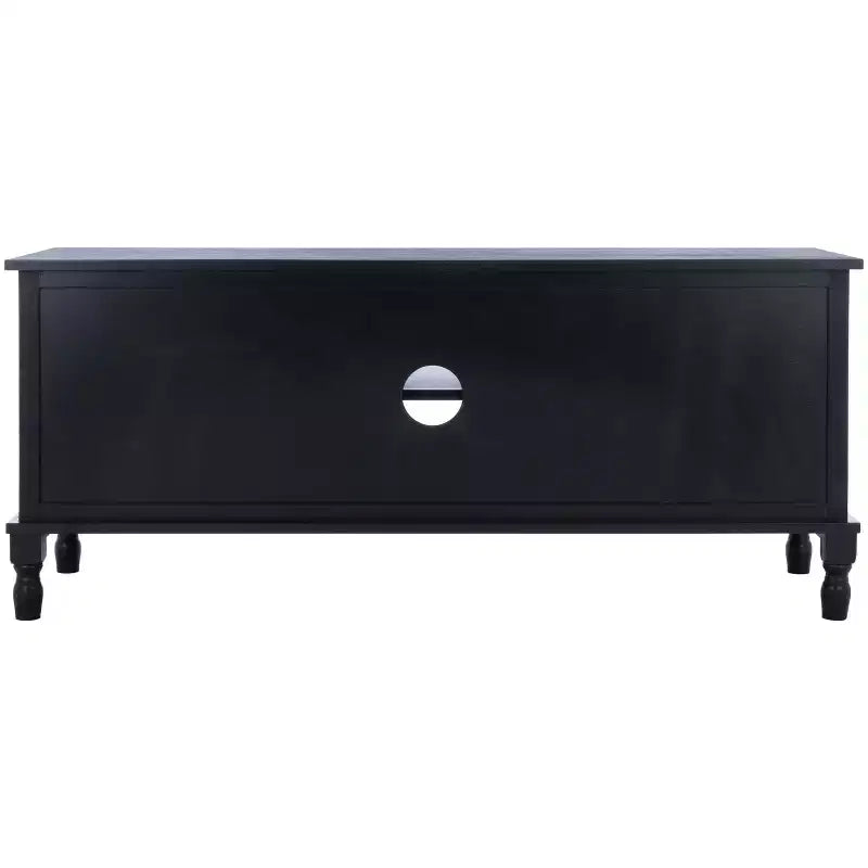 Meuble TV 2 portes 1 étagère – MDF et pin noirs