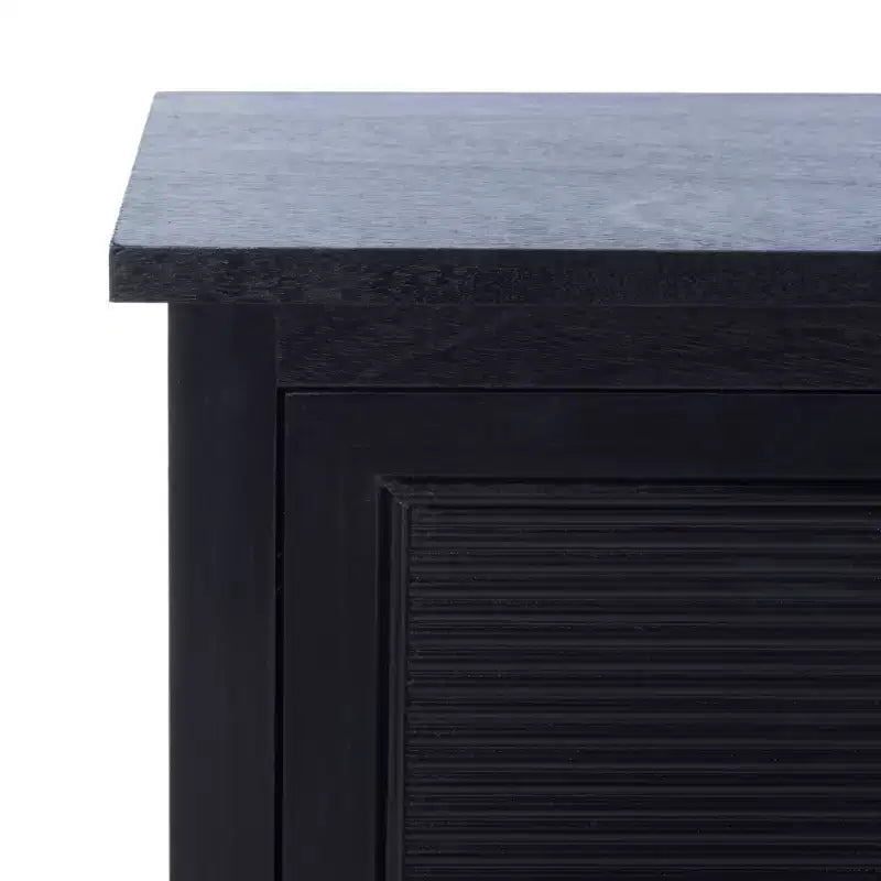 Meuble TV 2 portes 1 étagère – MDF et pin noirs
