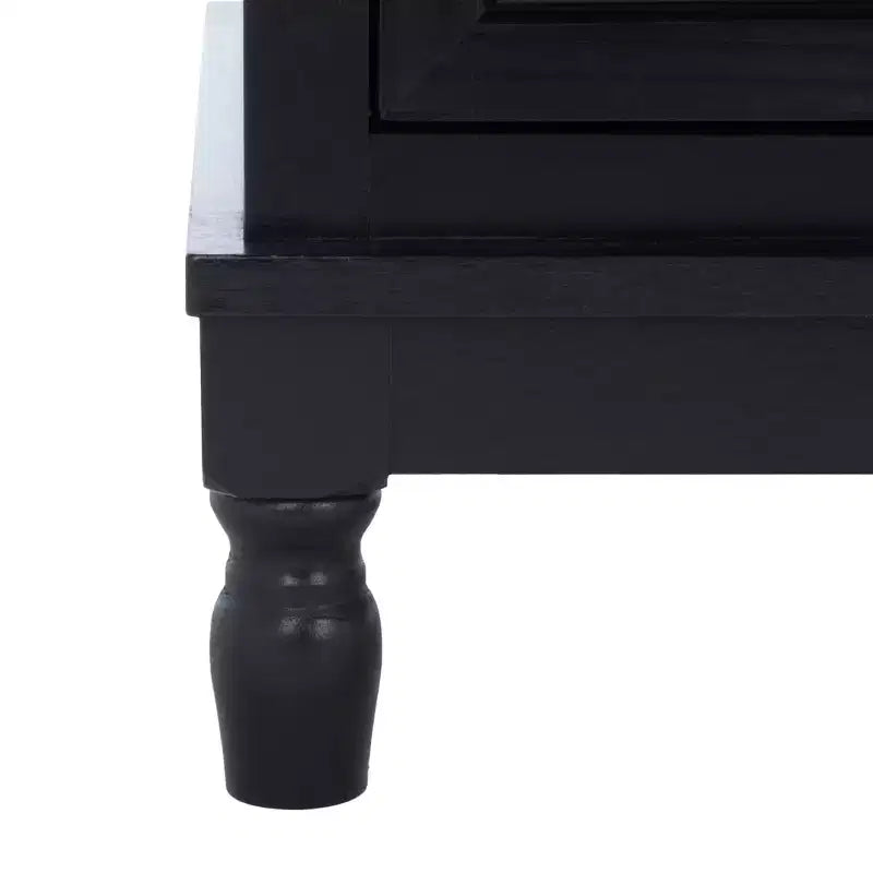 Meuble TV 2 portes 1 étagère – MDF et pin noirs