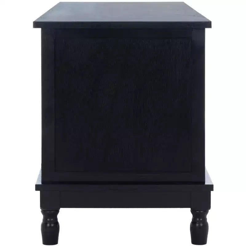 Meuble TV 2 portes 1 étagère – MDF et pin noirs