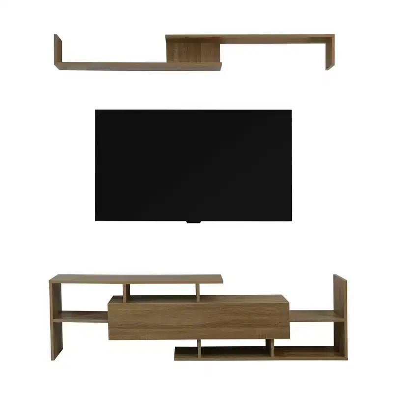 Meuble TV moderne avec étagères et bibliothèque en MDF – Console de divertissement