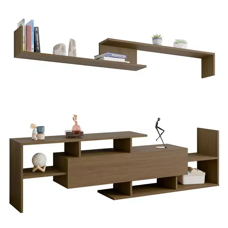 Meuble TV moderne avec étagères et bibliothèque en MDF – Console de divertissement