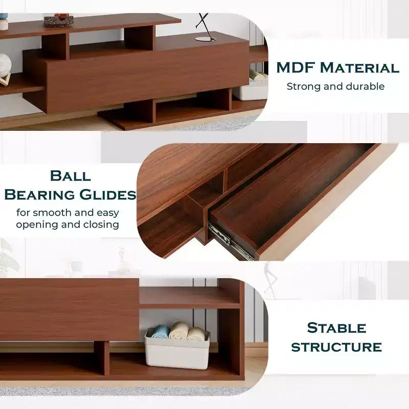 Meuble TV moderne avec étagères et bibliothèque en MDF – Console de divertissement