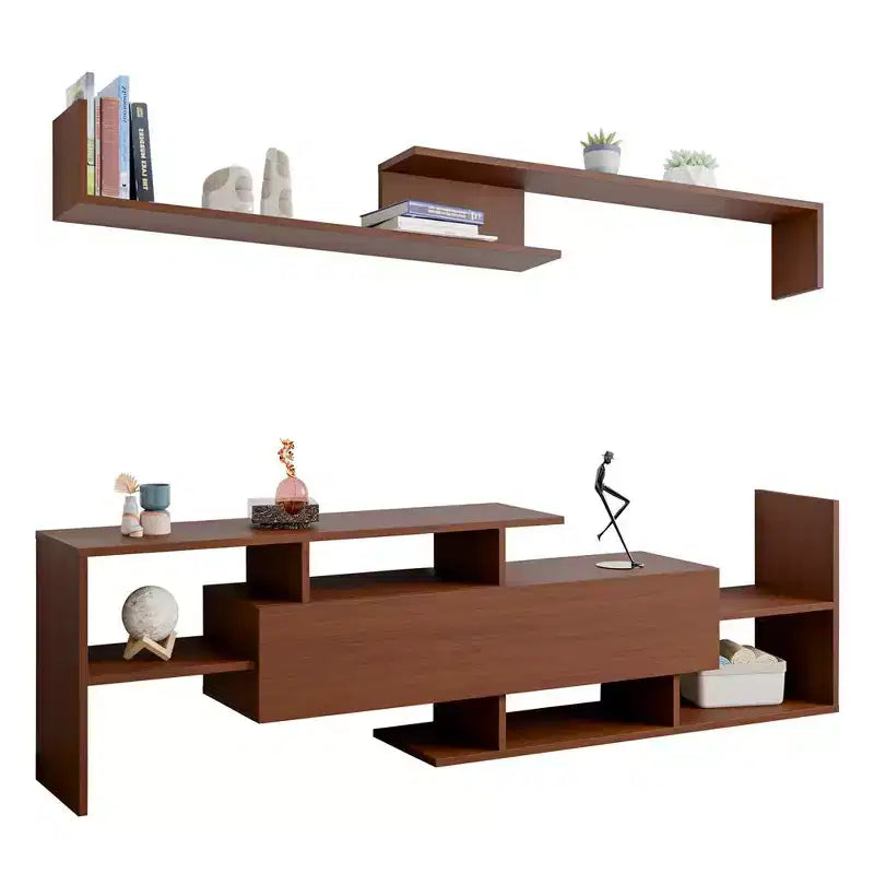 Meuble TV moderne avec étagères et bibliothèque en MDF – Console de divertissement