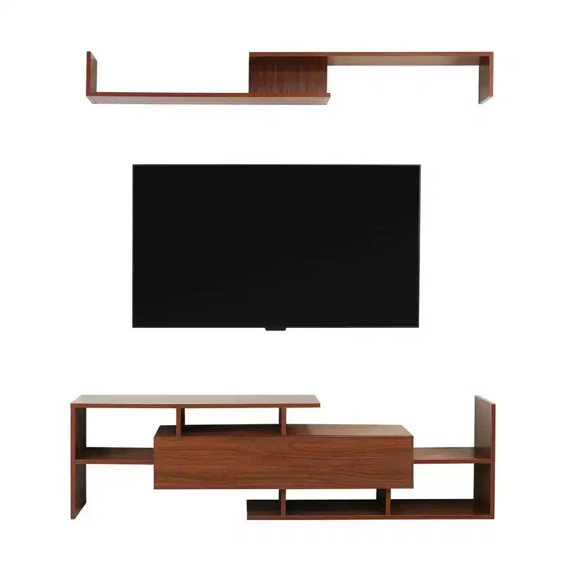 Meuble TV moderne avec étagères et bibliothèque en MDF – Console de divertissement